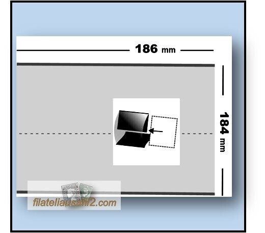 Estuches para Hojas Bloque 186 x 184 mm <corte central en reverso>