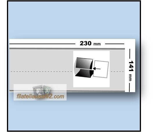 Estuches en tiras 230 x 141 mm <corte central en reverso>