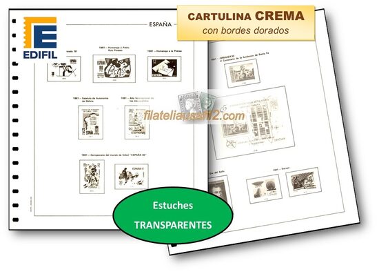 EDIFIL  <Cartulina CREMA> año 1986 montado con estuches transparentes  / Ref. s100