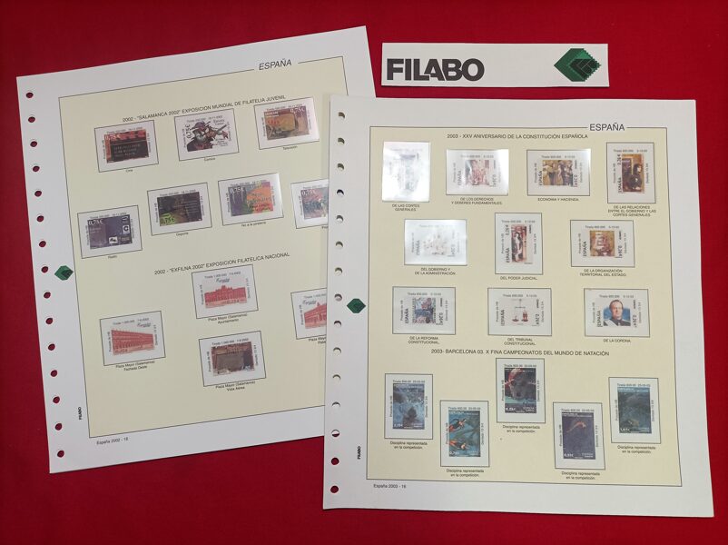 FILABO  <Solo para sellos recortados de HB>  años 2002-2003 montado con estuches transparentes / Ref. s112