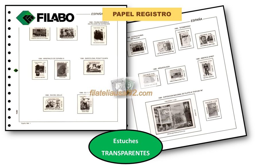 FILABO año 1978 <Papel Registro> montado con estuches transparentes  / Ref.555c