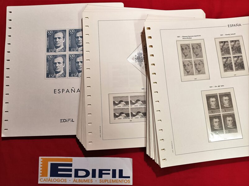 EDIFIL años 1988 a 1992 <Bloque de Cuatro>  montado con  estuches transparentes  / Ref. 478