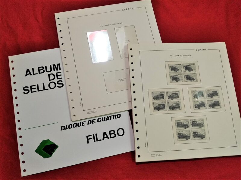 FILABO años 1975-1976-1977 <Bloque de Cuatro> -papel registro- montado con estuches transparentes / Ref. 219