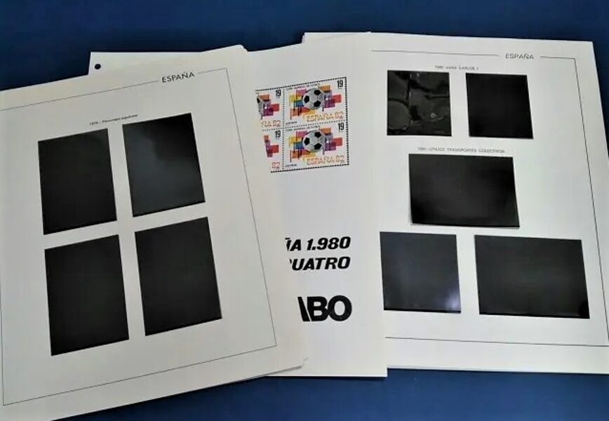 FILABO años 1982 a 1986 (*sin 1983) <Bloque de Cuatro> -Papel Registro-  montados con estuches negros / Ref. 319b