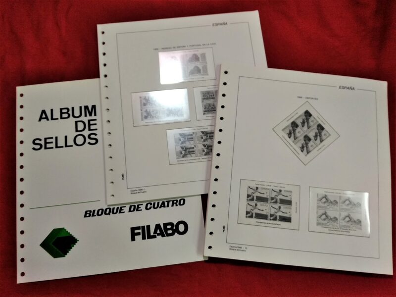 FILABO años 1986-1987 <Bloque de Cuatro> montado con estuches transparentes / Ref. 220