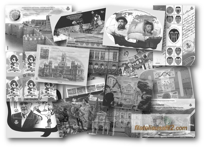 Año 2019 - 19 Estuches Especiales para Hojas Bloque y carnets