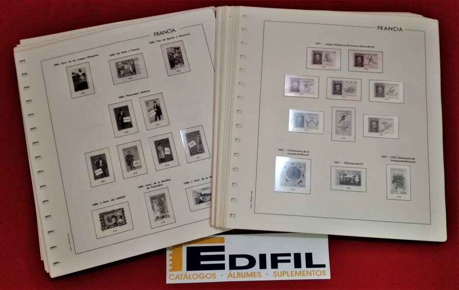 EDIFIL  < FRANCIA >  años 1991 a 1997 montado con estuches transparentes  / Ref. ex010